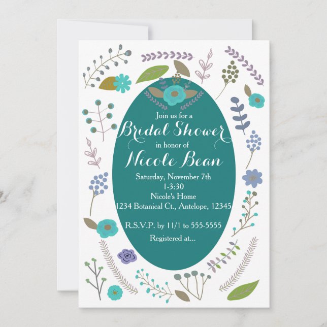 Invitations de douche nuptiale turquoise (Devant)