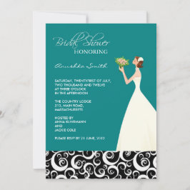 Invitations de douche nuptiale turquoise et noire