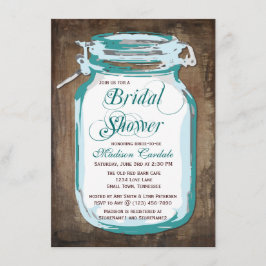 Invitations de douche nuptiale turquoise Mason Jar