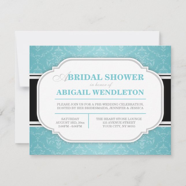 Invitations de douche nuptiale Turquoise moderne D (Devant)