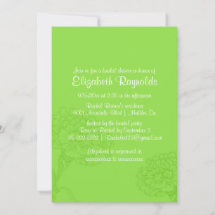 Invitations de douche nuptiale verte à simple chau