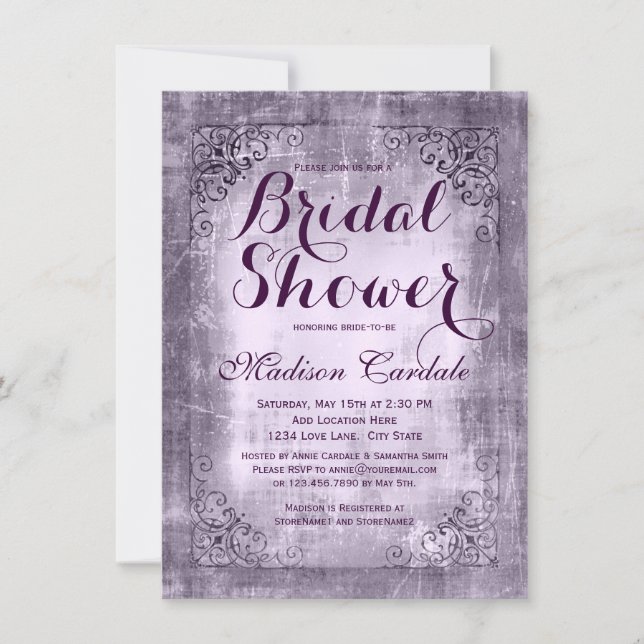 Invitations de douche nuptiale vintage (Devant)