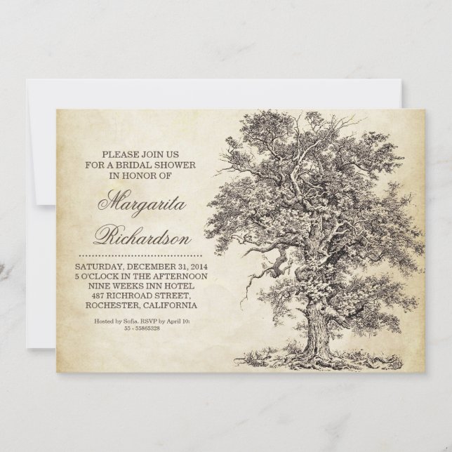 Invitations de douche nuptiale vintage (Devant)