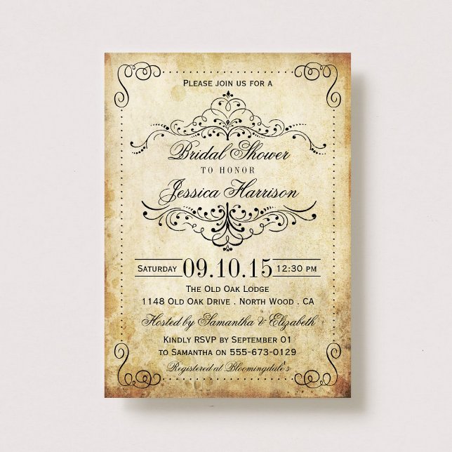 Invitations de douche nuptiale Vintage (Créateur téléchargé)