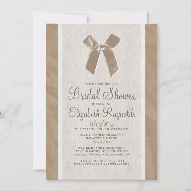 Invitations de douche nuptiale Vintage Brown (Devant)
