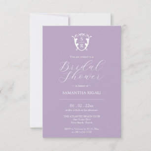 Invitations de douche nuptiale violet Monogramme
