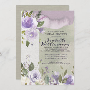 Invitations de douche nuptiale violette moderne