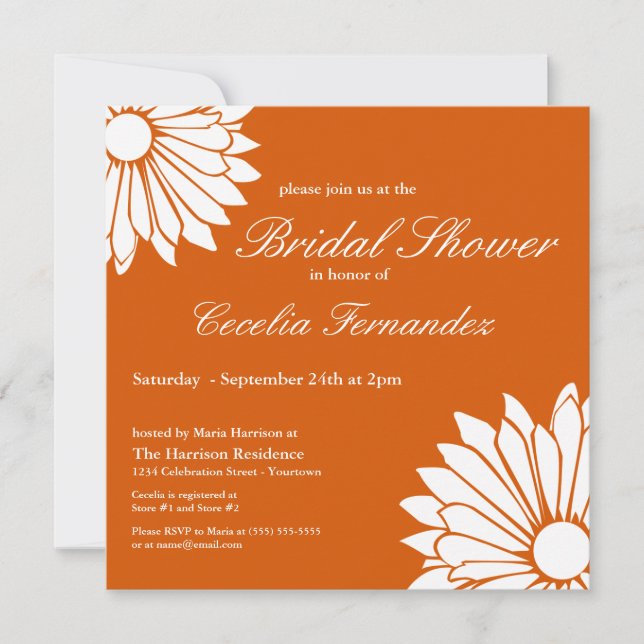 Invitations de douche nuptiale White Daisy (Devant)
