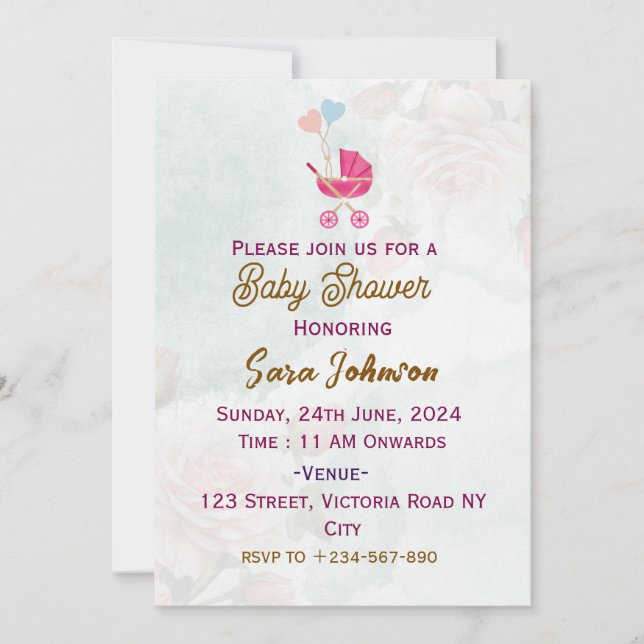 Invitations de douche pour bébé (Devant)