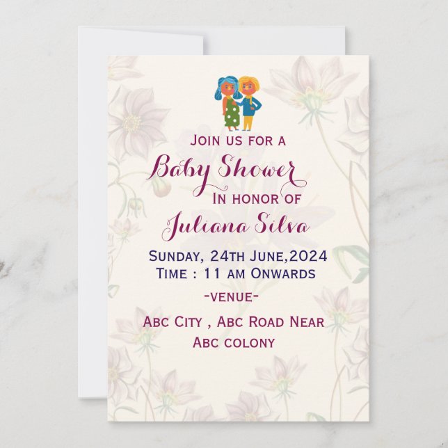 Invitations de douche pour bébé (Devant)