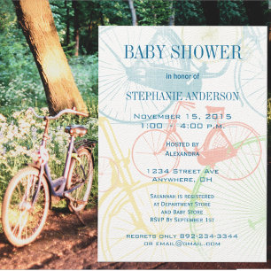 Invitations de douche pour bébé à bicyclette vinta
