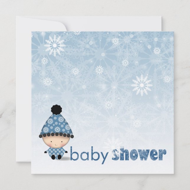Invitations de douche pour bébé d'hiver Snowflakes (Devant)