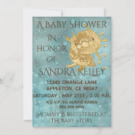 Invitations de douche pour bébé "Dolphins d'or / M