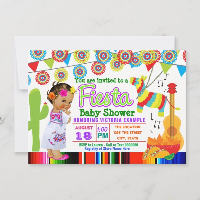 Invitations de douche pour bébé Fiesta mexicain (Devant)