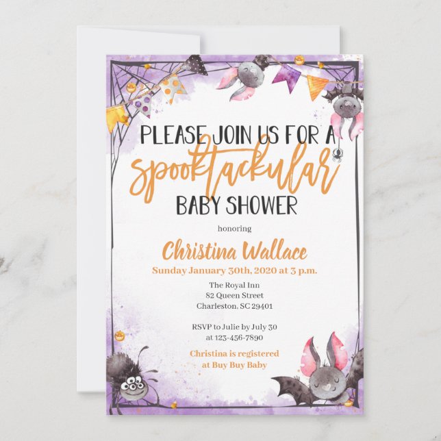 Invitations de douche pour bébé Halloween (Devant)