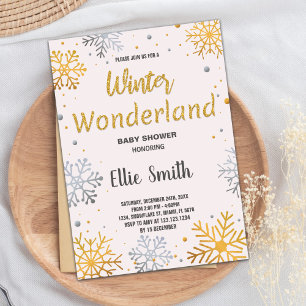 Invitations de douche pour bébé hiver Golden Snow