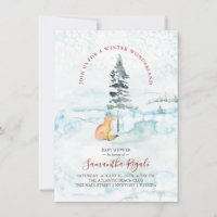 Invitations de douche pour bébé hiver Pine Trees &