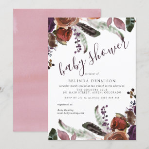 Invitations de douche pour bébé Plum d'automne B