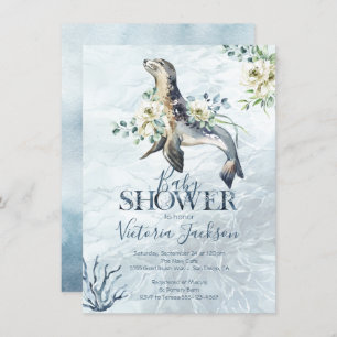 Invitations de douche pour bébé pour phoque tropic