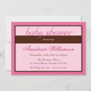 Invitations de douche pour bébé rose raype Brown