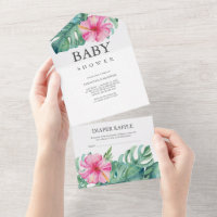 Invitations de douche pour bébé sur le thème Luau