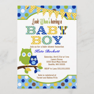 Invitations de douche pour bébés Owl Baby Boy