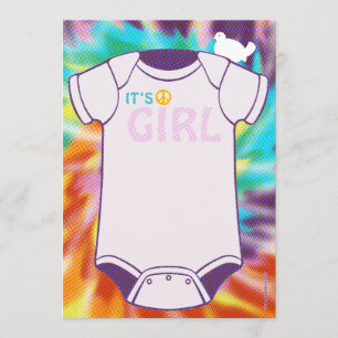 Invitations de douche pour bébés Tie Dye