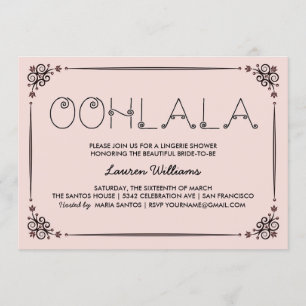 Invitations de douche vintage rose Lingerie Ooh La