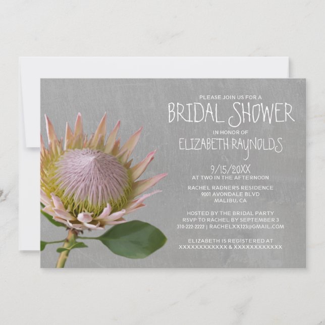 Invitations de douches de mariée Protea (Devant)