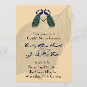 Invitations de douches du couple Peacock Vintage