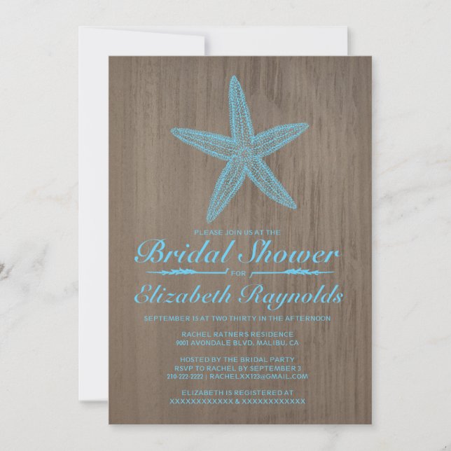 Invitations de douches nuptiales à l'étoile de mer (Devant)