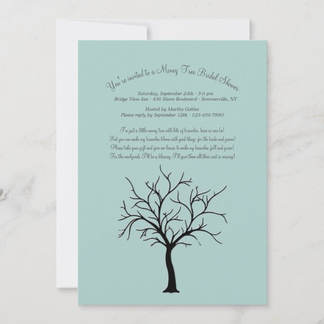 Invitations de douches nuptiales Arbre-Argent (Devant)
