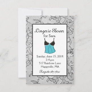 Invitations de douches nuptiales Black Lace Aqua L