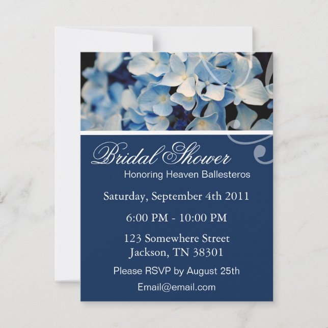 Invitations de douches nuptiales Blue Elegant Hydr (Devant)