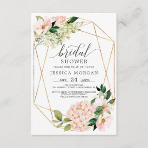 Invitations de douches nuptiales Blush Hydrangea