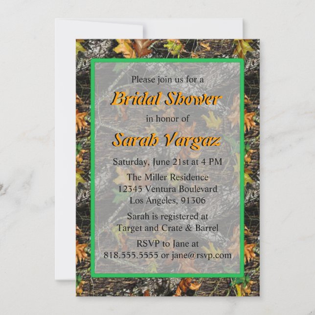 Invitations de douches nuptiales Camo (Devant)