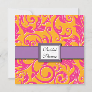 Invitations de douches nuptiales Damas Orange et r