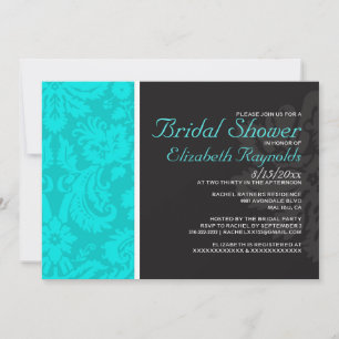 Invitations de douches nuptiales Damas Turquoises