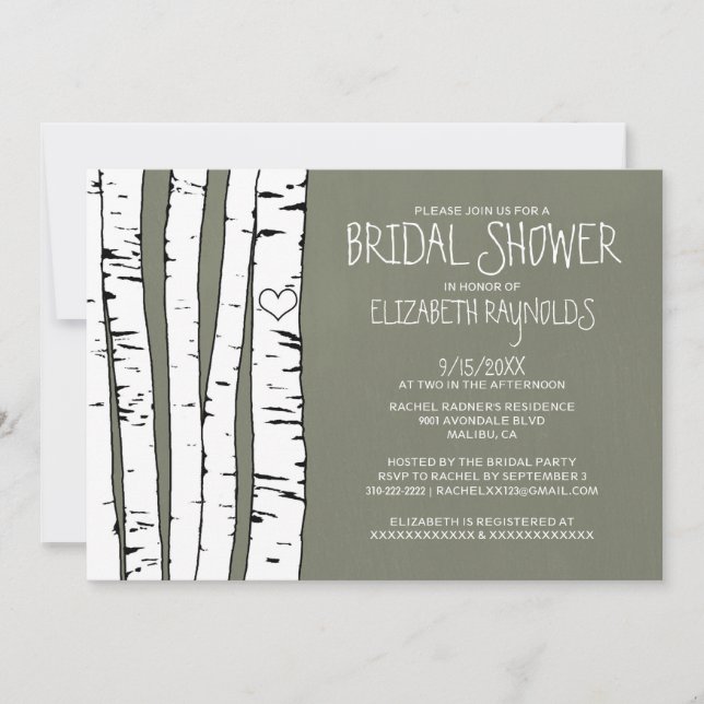 Invitations de douches nuptiales de Bird Tree (Devant)