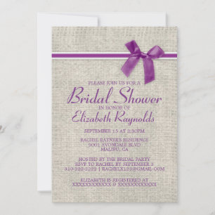 Invitations de douches nuptiales de Burlap en viol