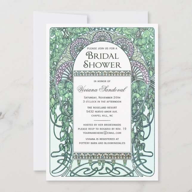 Invitations de douches nuptiales de jardin enchant (Devant)