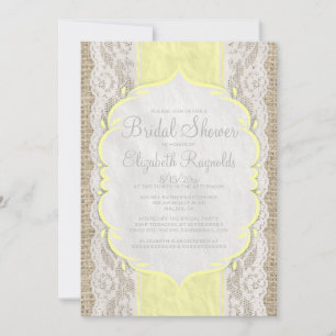 Invitations de douches nuptiales de lacet de lin j