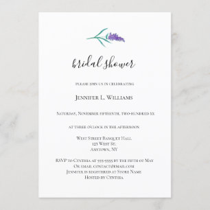 Invitations de douches nuptiales de Lavender Water