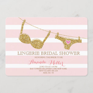 Invitations de douches nuptiales de lingerie rose 