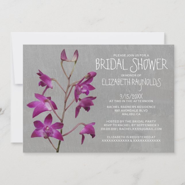 Invitations de douches nuptiales de l'orchidée Den (Devant)
