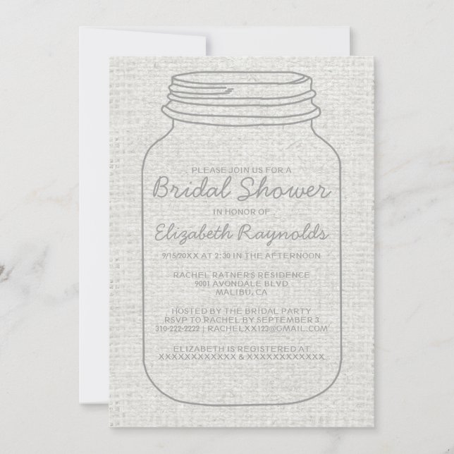 Invitations de douches nuptiales de Mason Jar Rust (Devant)