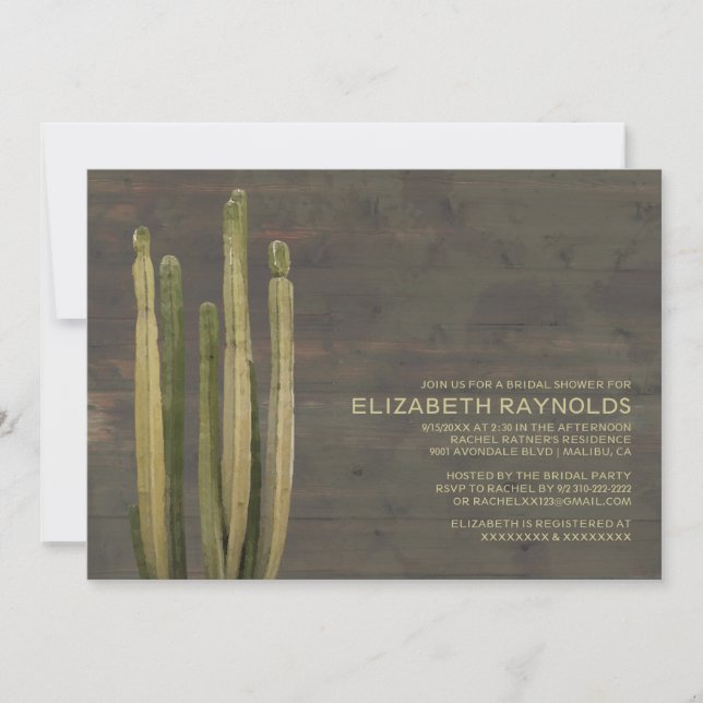 Invitations de douches nuptiales de Western Cactus (Devant)