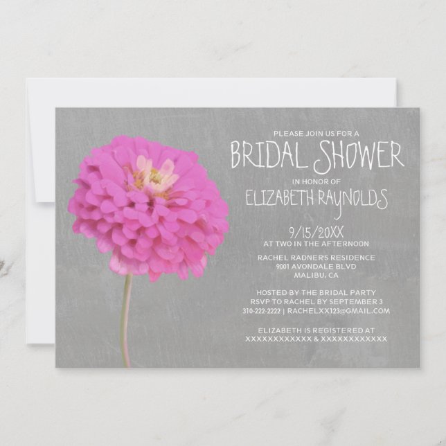 Invitations de douches nuptiales de Zinnias (Devant)