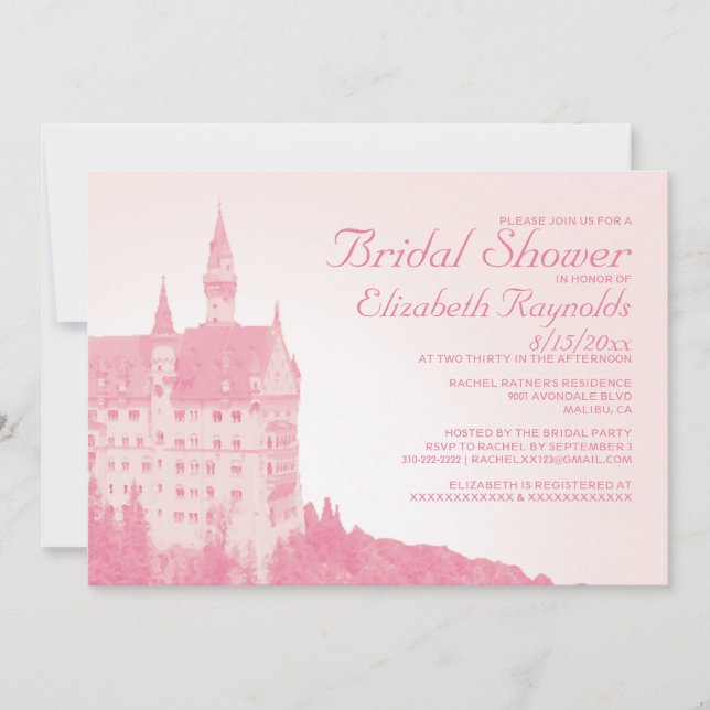 Invitations de douches nuptiales du château de Fai (Devant)