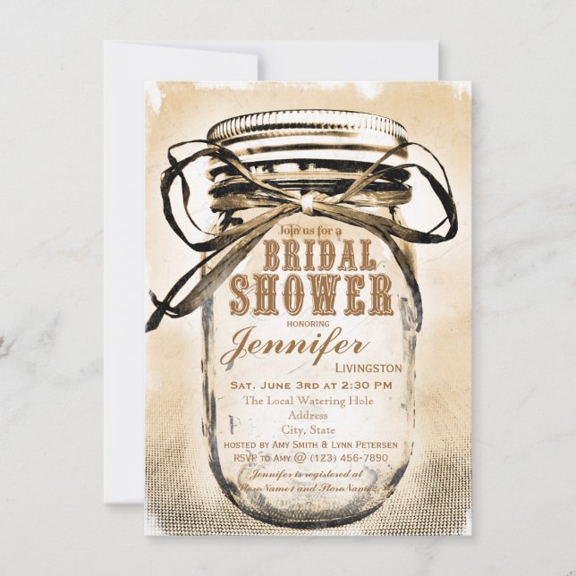 Invitations de douches nuptiales du Mason Jar Coun (Devant)